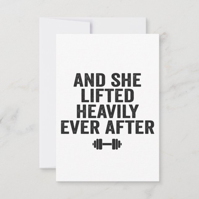 And She Lifted Heavily Ever After Funny Fitness Thank You Card (Front)