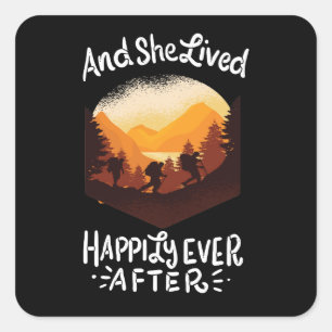 And She Lived Happily Ever After Square Sticker