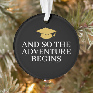 And So Adventure Awaits - Modern Graduation Photo Ornament