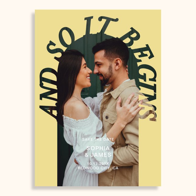 And So It Begins Arch Photo Citrus Wedding Save The Date (Creator Uploaded)