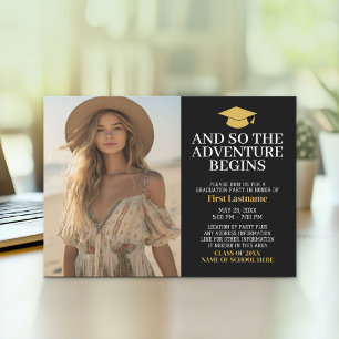 And So the Adventure Awaits - Modern Photo - Grad Invitation