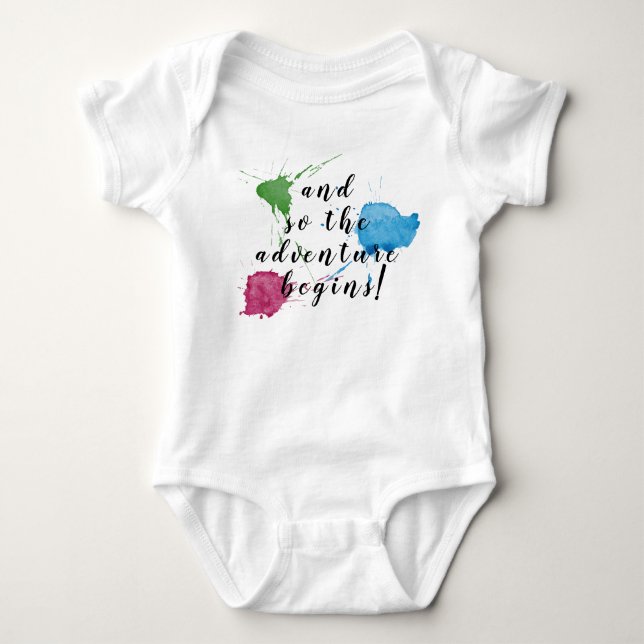 And So The Adventure Begins! Baby Bodysuit (Front)