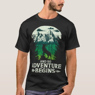 And So The Adventure Begins Camping Deer Vintage   T-Shirt