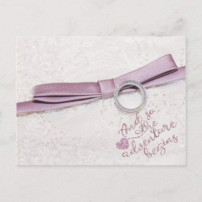 And so the Adventure begins- Engagement Wedding Announcement Postcard (Front)