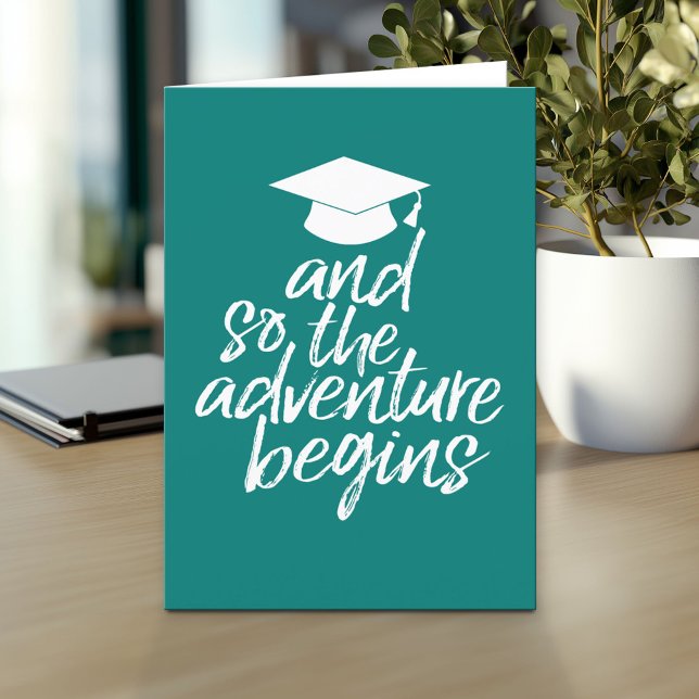 And So The Adventure Begins - Graduation Card (And so the adventure begins - Custom Graduation Greeting Card)