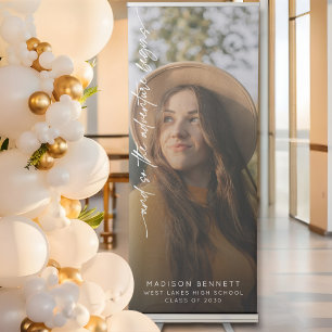 And So The Adventure Begins Graduation Photo Retractable Banner