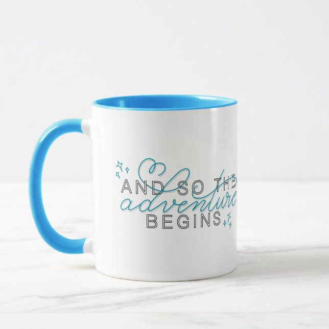 'And so the Adventure Begins' Inspirational Quote Mug (Left)