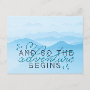 “And so the Adventure Begins” Inspirational Quote Postcard