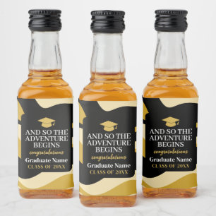 And So The Adventure Begins - Modern Graduation Liquor Bottle Label