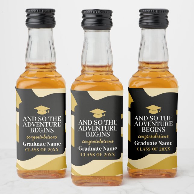 And So The Adventure Begins - Modern Graduation Liquor Bottle Label (Bottles)