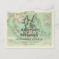And so the adventure continues invitation postcard