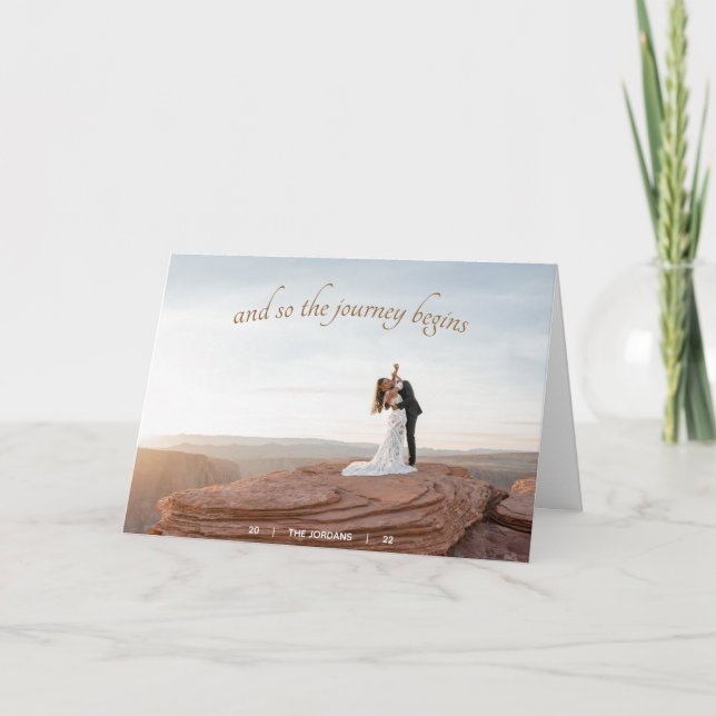 And So The Journey Begins Newlywed New Year Holiday Card (Front)