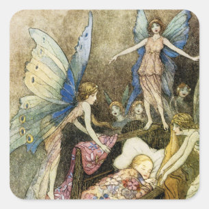 And, Sweetly Singing Round Thy Bed Square Sticker