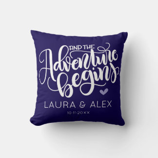 And the adventure begins - Date personalised colou Cushion