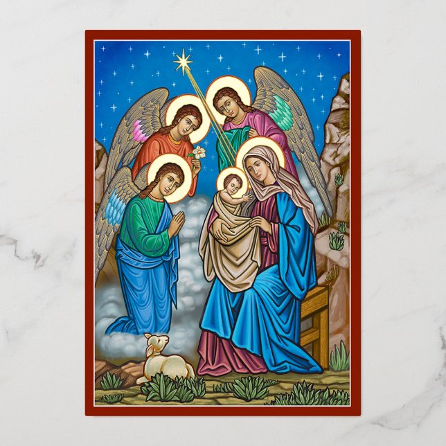 And the Angels were Amazed Foil Holiday Card (Front)