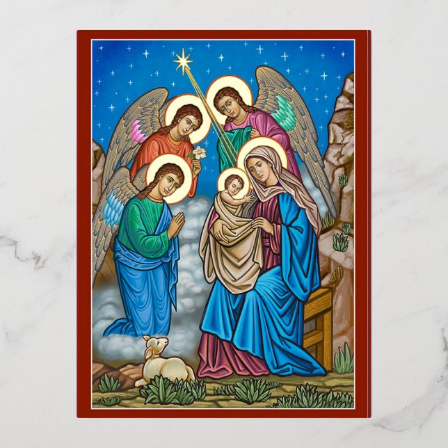 And the Angels were Amazed Foil Holiday Postcard (Front)