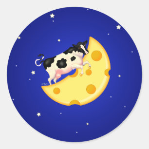 And the Cow Jumped Over the Cheese Moon Classic Round Sticker