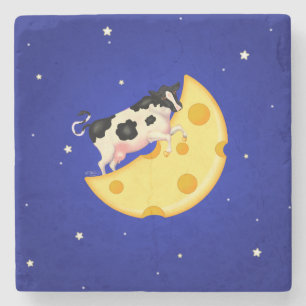 And the Cow Jumped Over the Cheese Moon Stone Coaster