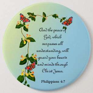 And the peace of God which surpasses Bible verse 6 Cm Round Badge