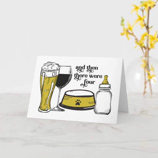 And Then There Were Four Baby Congratulation Card (Yellow Flower)