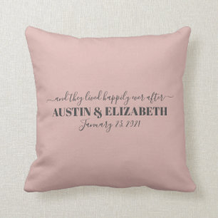 And they lived happily ever after modern blush wed cushion