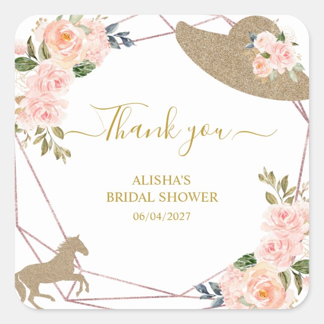 And They’re Off to the Altar! Bridal Shower Square Sticker (Front)