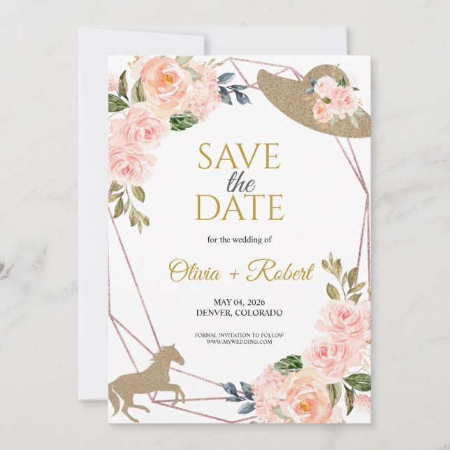 And They’re Off to the Altar! Derby Theme  Save The Date (Front)