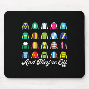 And Theyre Off Horse Racing Derby Day Funny Silks  Mouse Mat