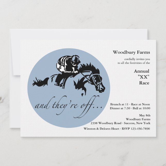And They're Off Horse Racing Invitation (Front)