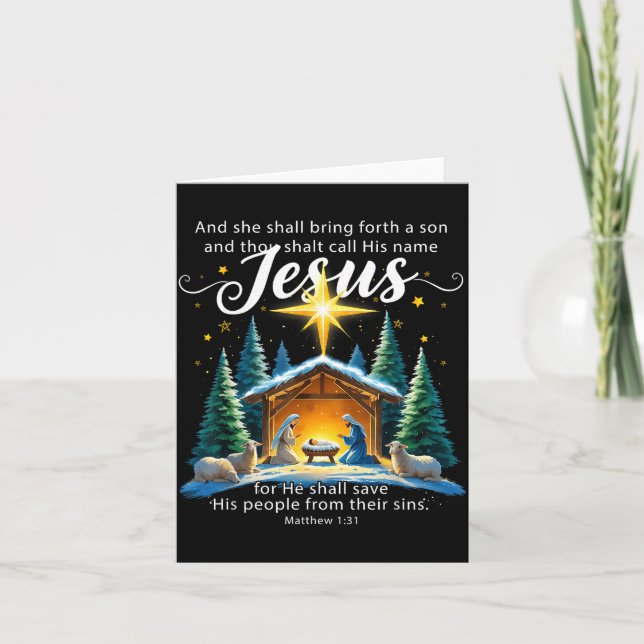 And Thou Shalt Call His Name Jesus Nativity Christ Card (Front)