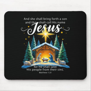 And Thou Shalt Call His Name Jesus Nativity Christ Mouse Mat