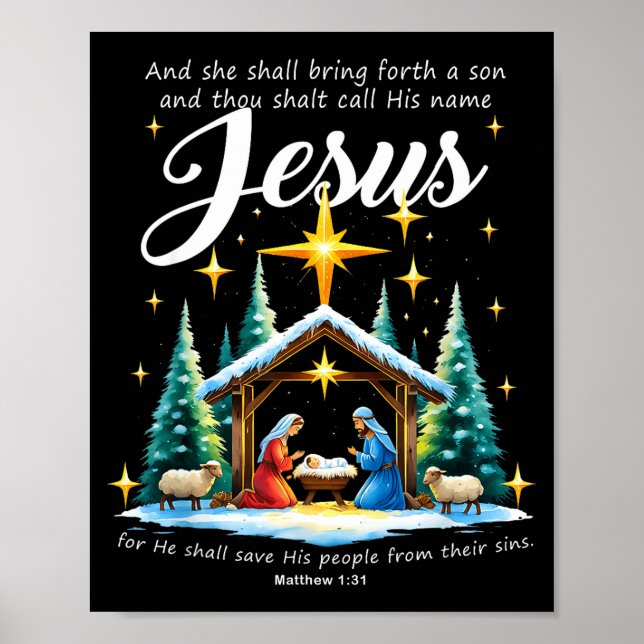 And Thou Shalt Call His Name Jesus Nativity Christ Poster (Front)