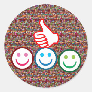and Thumbs UP : HAPPY FACES Classic Round Sticker