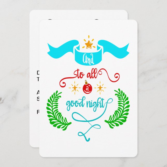 And To All A Good Night Christmas, Typography, ZPR Invitation (Front/Back)