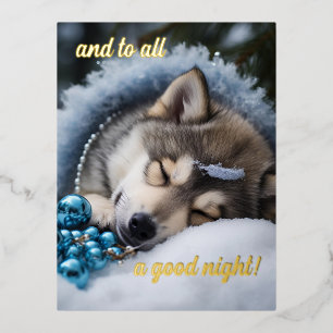 And to all a good night foil holiday postcard