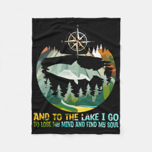 And To The Lake I Go To Lose My Mind Camping Fish Fleece Blanket
