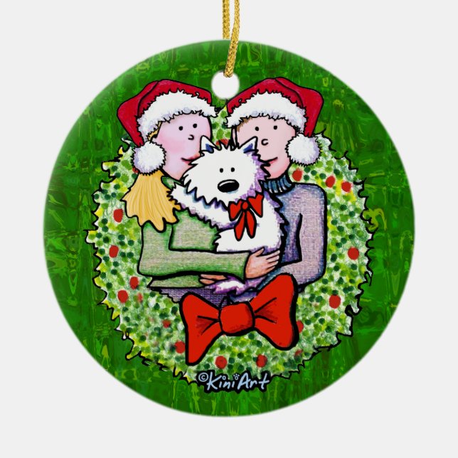 And Westie Makes Three Ceramic Tree Decoration (Front)