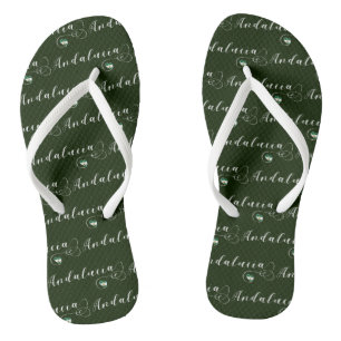 Andalucía Heart Flag, Andalusia, Spain Flip Flops