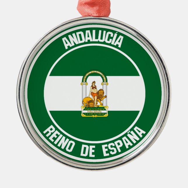 Andalucía Round Emblem Metal Tree Decoration (Front)