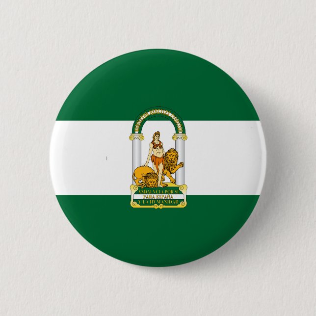 Andalucia (Spain) Flag 6 Cm Round Badge (Front)