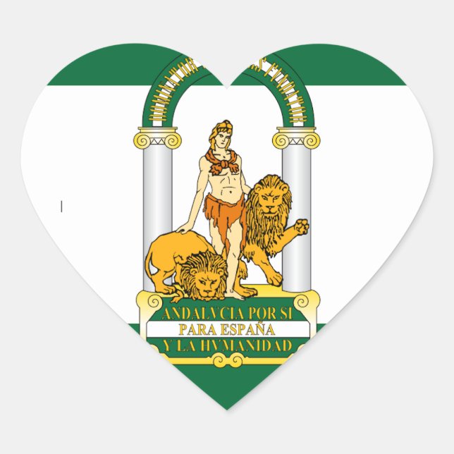 Andalucia (Spain) Flag Heart Sticker (Front)