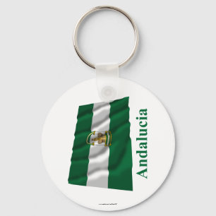 Andalucía waving flag with name key ring