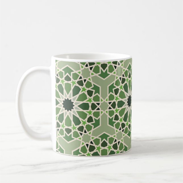 Andalucian Green Arabesque-styled pattern Coffee Mug (Left)
