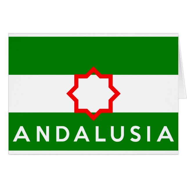 andalusia region flag spain country text name (Front Horizontal)