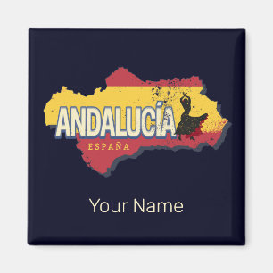 Andalusia Spain Retro Map Vintage Flamenco Holiday Magnet