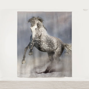 Andalusian dapple grey horse in motion tapestry