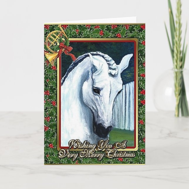 Andalusian Dressage Horse Blank Christmas Card (Front)