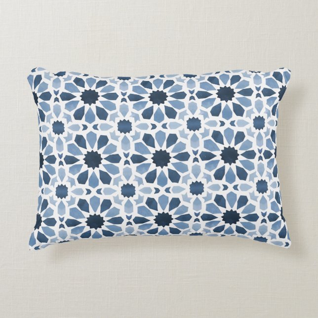 Andalusian Echoes: Boho Moroccan Geometry Decorative Cushion (Front)