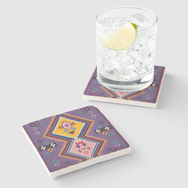Andalusian Heritage Geometric Fine Art Stone Coaster (Side)