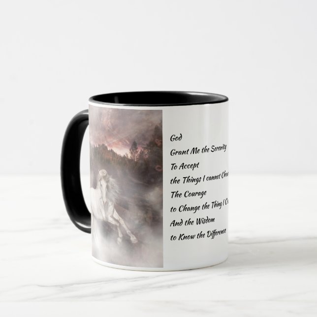 Andalusian Horse and the Serenity Prayer Mug (Front Left)